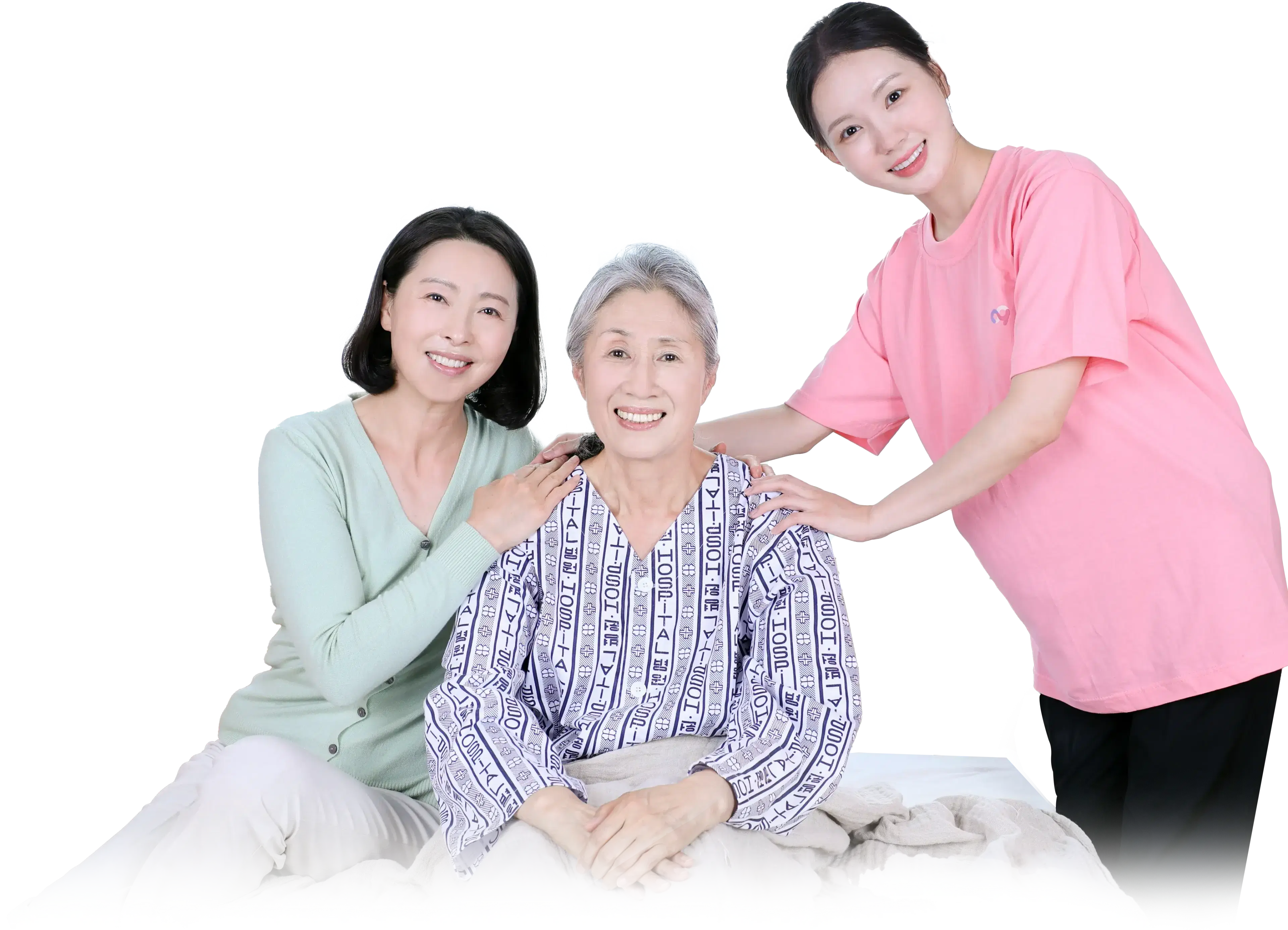 돌봄 대상자를 케어해주는 간병인의 모습을 담은 예시 사진